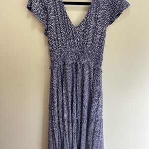 Anthropologie Blue and White Midi Dress